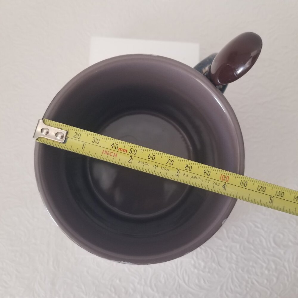 Large 16oz Blue Gray Ceramic Glazed San Diego Coffee Mug Cup with Spoon - Picture 14 of 14